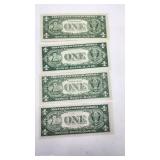 Lot of 4 Uncirculated $1 Silver Certificates - Very Collectible!