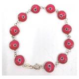 Sterling Silver Evil Eye Bracelet- 7"