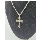 Sterling Silver & Diamond Cross Necklace