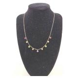 Sterling Silver & 12k Gold Necklace w/ Amethyst, Garnet, and Peridot