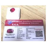 Beautiful 8.82 Carat Oval Ruby w/ COA