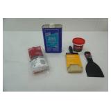 NEW Paintbrush, Plastic Drop Cloth, Disposable Putty Knives, Brush Cleaner Solution, Spackling