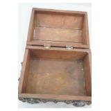 Vintage Wooden Pirate Treasure Chest Jewelry Box and contents