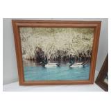 3ct Vintage Framed Photography. Ducks & Combine. 23"x 19"
