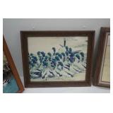 3ct Vintage Framed Photography. Ducks & Combine. 23"x 19"