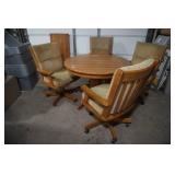 Dining Room Pedestal Table and Adjustable Swivel Chairs w/armrests