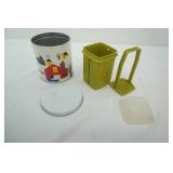 Vintage Cookie Tin and Tupperware Pickle Container