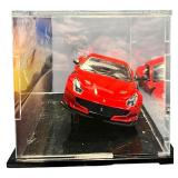 Custom Made Enclosed Scenery Case with 1:24 Scale Diecast Model Red Bburago Ferrari F12 TDF