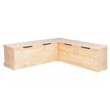 Linon Norah Backless Nook Wooden Storage Bench, Unfinished