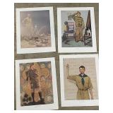 Lot of Approximately 1000 Norman Rockwell Boy Scout Art Prints Assorted Designs