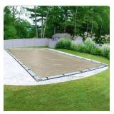 Beige Pool Cover for Inground Pool 20x40 ft with Wire Cable