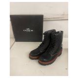 Coach Moto Hiker Boot Box Calf Black Women