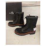 Coach Moto Hiker Boot Box Calf Black Women