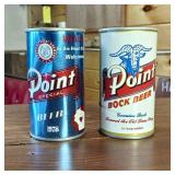 2 vintage Point Beer cans, opened from bottom