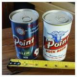 2 vintage Point Beer cans, opened from bottom