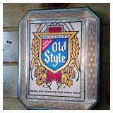 Heileman Old Style Lighted sign  Works  Crystal cut glass illuminated Bar Display (plastic)