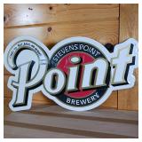 Stevens point brewery flat metal sign, signed.