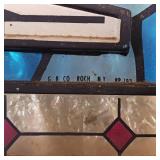 Genesee Beer, Faux Stained glass Welcome sign. Plastic Dortmunder Barrel end sign (damage)