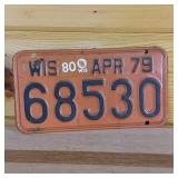 Wisconsin 1979 embossed plate  8 inches