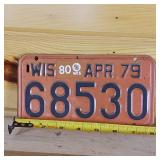 Wisconsin 1979 embossed plate  8 inches