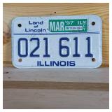 Illinois embossed plate 1997 Land of Lincoln  7 inches