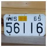 1965 Wisconsin embossed plate about 8 inches