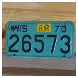 1970 Wisconsin 8 inch license plate with raised letters