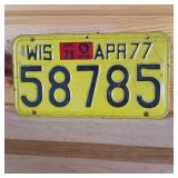1977 Wisconsin April  License Plate  raised letters  8 inches