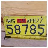 1977 Wisconsin April  License Plate  raised letters  8 inches