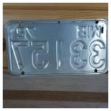 1972 Wisconsin License Plate raised letters  8 inches
