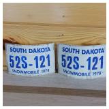 2 Vintage Paper Snow Machine Plates from South Dakota 1978