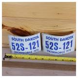 2 Vintage Paper Snow Machine Plates from South Dakota 1978