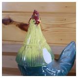 Rooster and Hen salt and pepper shaker heads with cream and sugar lower halves, ceramic  4 Piece set  Very Unique