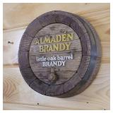 Two Barrel End Advertising Signs  Little Oak Almaden Brandy (9inch) and Miller High life (14inches)