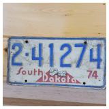 1974 South Dakota embosses full size License Plate