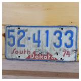 1974 South Dakota embosses full size License Plate