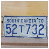 1970 Embossed South Dakota License Plate full size