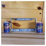 Stevens Point Brewery home of Point Beer license Frame with two Special point  beer cans with piggy bank slots on top