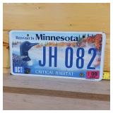 2009 Minnesota critical habitat plate, not embossed with loon