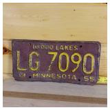 1955 Minnesota embossed license plate full size