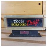 Coors Extra Gold Draft Cash Register Sign, clock works  about 10 inches
