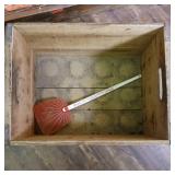 Geo Walter Brewery wooden crate with metal banding (for 32 oz bottles) with matching Adler Brau fly swatter