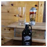 Point Brewery Growler ½ gallon, (tall) shaker cup with recipes, Tall Hand Blown Pitcher with long glass stir rod