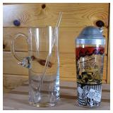 Point Brewery Growler ½ gallon, (tall) shaker cup with recipes, Tall Hand Blown Pitcher with long glass stir rod