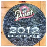 Round Metal Sign with Mayan Background  2012 Point Black Ale -