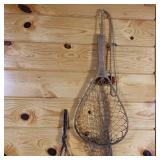 Lot of 3 items: Bull Horn Drinking Vessel  Vintage Fishing Net Number 12 (with ruler decal)  and little duck