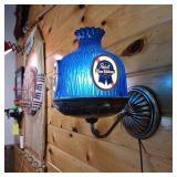 Nice Condition Vintage Pabst Blue Ribbon Wall Lamp  Original  dimensions 11 inches out from wall 12 inches in height  Works!
