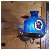 Nice Condition Vintage Pabst Blue Ribbon Wall Lamp  Original  dimensions 11 inches out from wall 12 inches in height  Works!