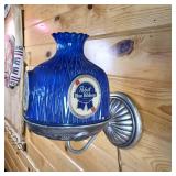 Nice Condition Vintage Pabst Blue Ribbon Wall Lamp  Original  dimensions 11 inches out from wall 12 inches in height  Works!