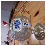 Rotating Vintage Pabst Blue Ribbon Wall Lamp  Original  dimensions 11 inches out from wall 12 inches in height  Works!